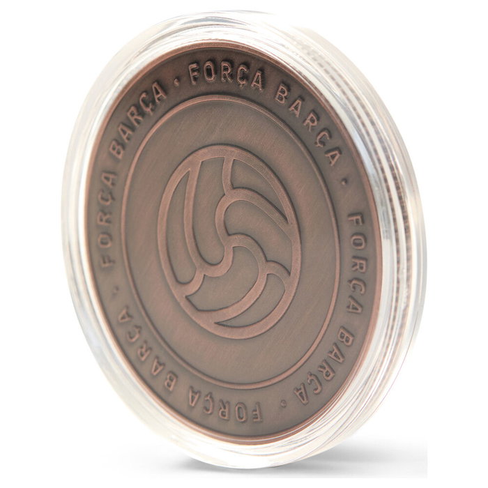 MOCILAB - Monnaie officielle Força Barça du FC Barcelona en cuivre - Zamak - Ø 4 cm - Sous capsule - Objet de collection