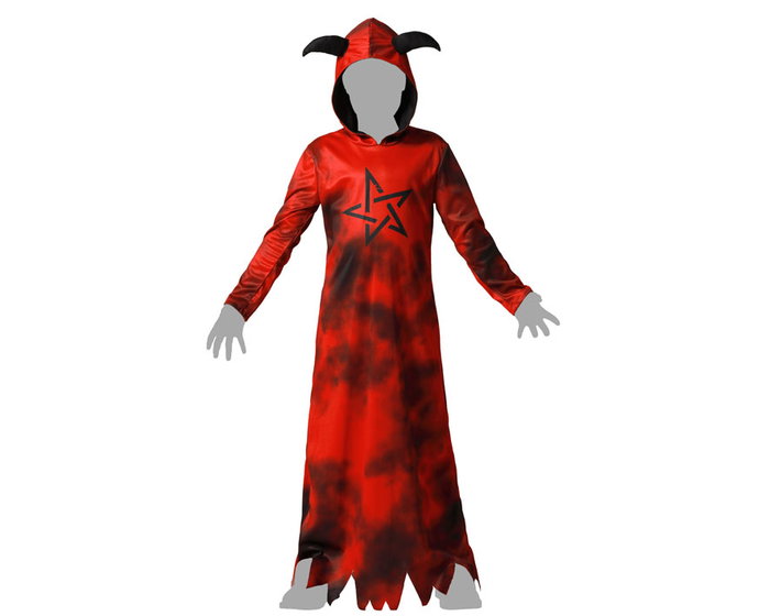 atosa Déguisement de démon rouge avec tunique longue et capuche pour enfant atosa Déguisement de démon rouge avec tunique longue et capuche pour enfant