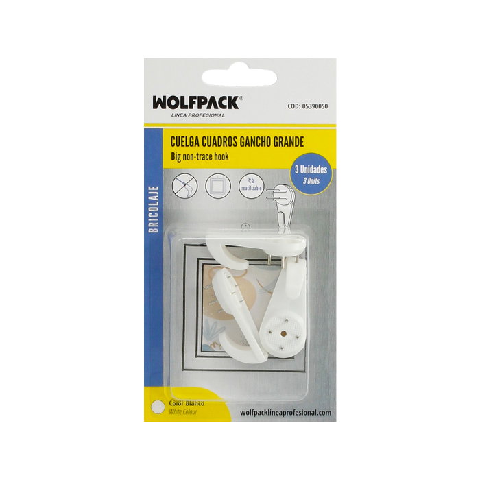 WOLFPACK LINEA PROFESIONAL Crochet à clouer 299G, blister de 3 unités