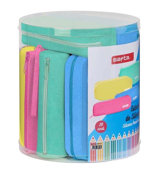 Safta Set de 16 Porte-Stylos Assortis Glitter Silicone - Modèles Assortis, Bleu Safta Set de 16 Porte-Stylos Assortis Glitter Silicone - Modèles Assortis, Bleu