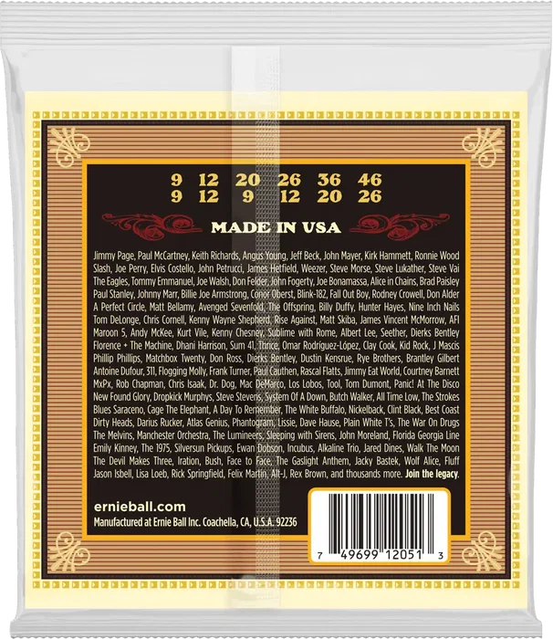 ERNIEBALL Jeu de cordes acoustique Earthwood Silk & Steel 80/20 Bronze 12 cordes 9-46