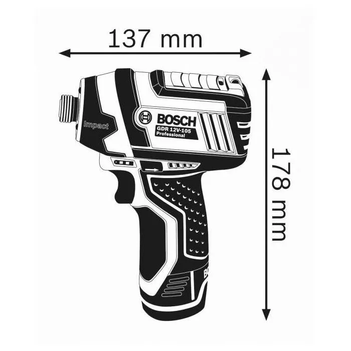 Bosch Professional Visseuse à chocs sans fil GDR 12V-105 2600 tr/min avec 2 batteries 2.0Ah et coffret L-BOXX 260 - Réf. 06019A6977