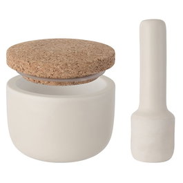 Berghoff 3950032 Mortier et pilon petit en céramique avec couvercle en liège pour herbes et épices