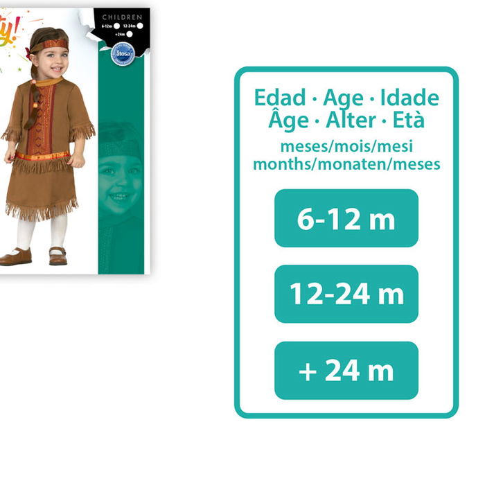 Déguisement Indien Bébé Fille 6-12 Mois, Costume Fête Amérindien Thème Far West avec Cordelette et Robe en Polyester