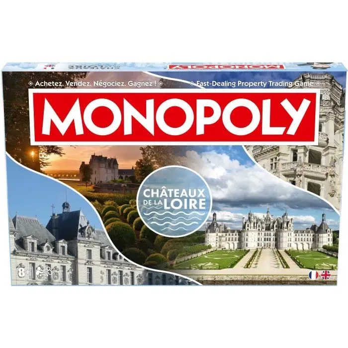 Winning Moves MONOPOLY Châteaux de la Loire - Jeu de société captivant avec châteaux emblématiques - À partir de 8 ans, 2 joueurs ou plus