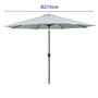 Marbueno 10484 Sombrilla Acier 8 Varilles D270 cm Polyester Blanc Jardin, Piscine et Terrasse