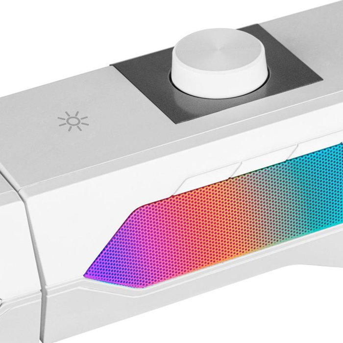Mars Gaming MSDUOW Enceintes Gaming 2.0 Convertibles Soundbar Blanc, 15W, RGB Mesh, Bluetooth 5.0, Jack