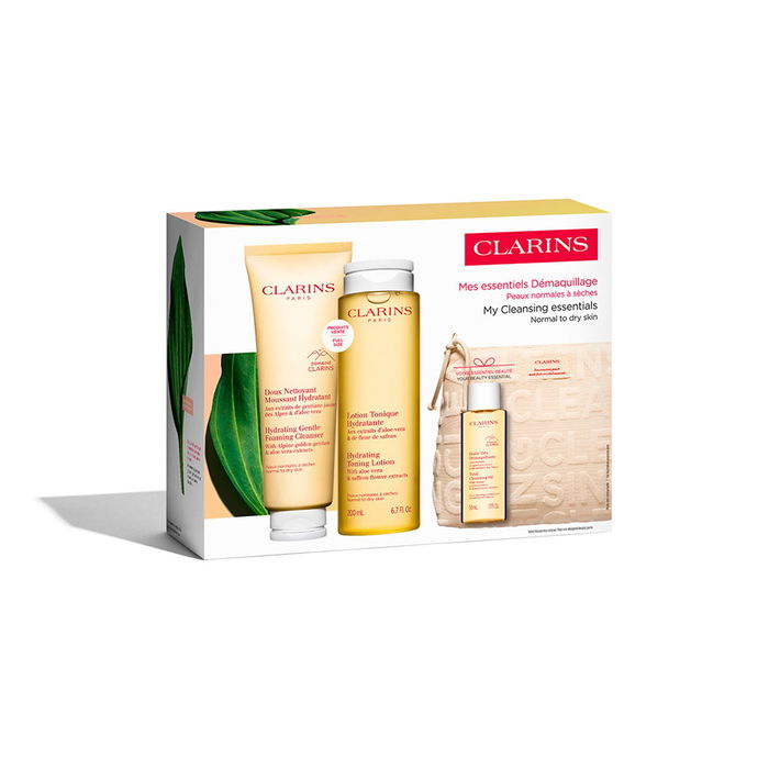 Clarins Estuche Esenciales de Limpieza para Pieles Normales-Secas, Set de 4 Piezas