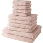 Today Essential - Lot de 10 pièces (4 serviettes 30x50 cm, 4 serviettes 50x90 cm, 2 drap de bain 70x130 cm) en 100% coton - Rose