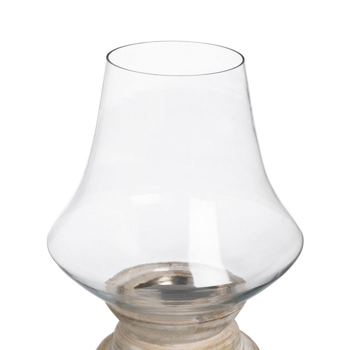 BigBuy Home Bougeoir Blanc Bois Verre 33 x 33 x 43 cm