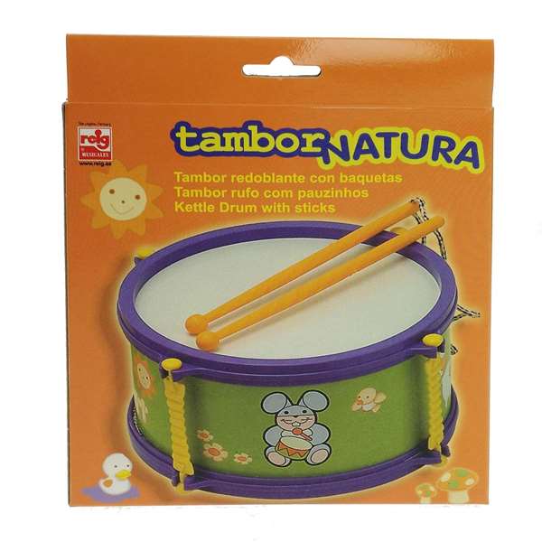 Reig Tambor 17 cm, tambour 17 cm avec étui, jouet en bois pour enfant à partir de 3 ans