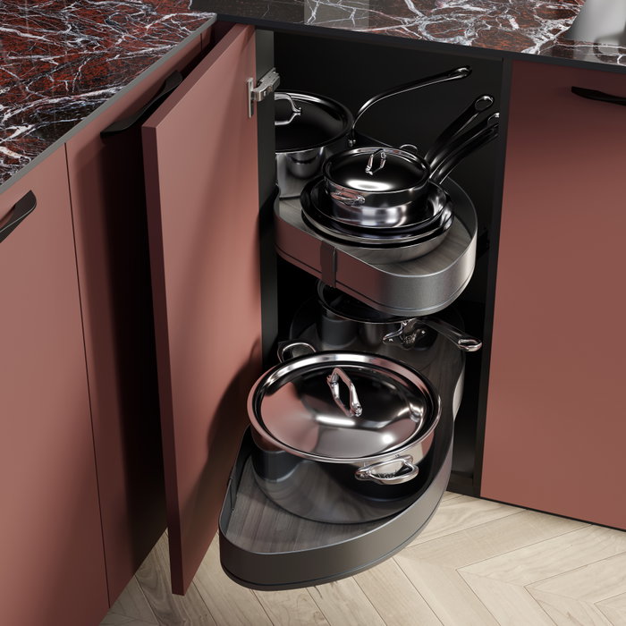 Emuca Lake Harmony Système d'angle pour meuble de cuisine, Droite, Gris anthracite