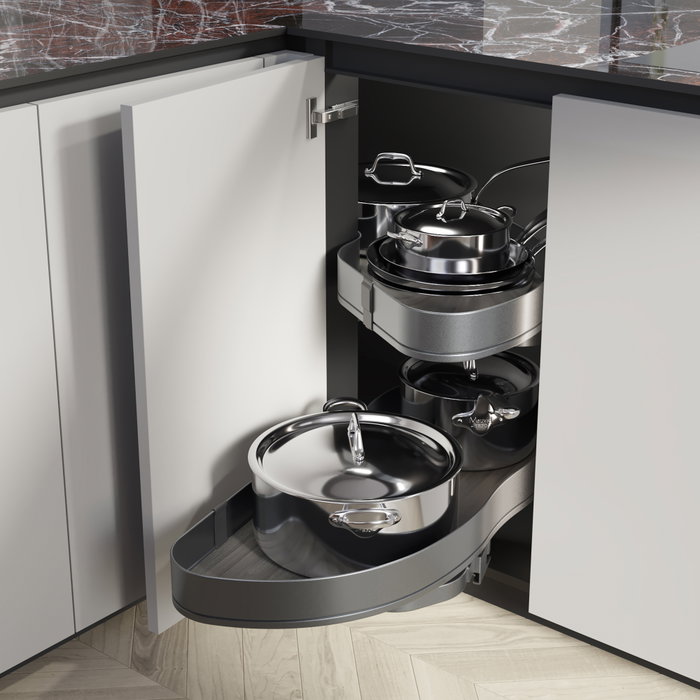 Emuca Lake Harmony Système d'angle pour meuble de cuisine, Droite, Gris anthracite