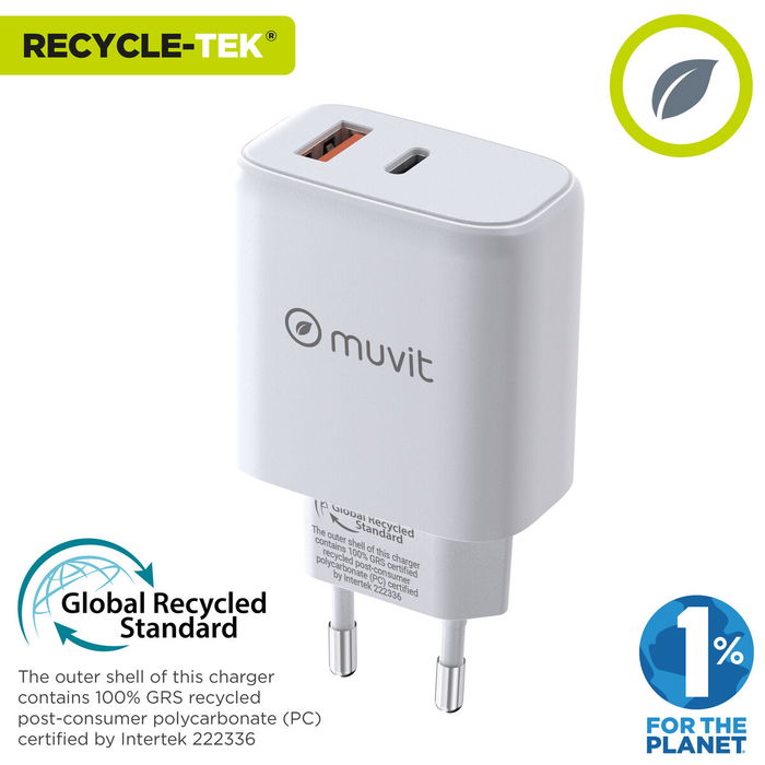 Chargeur mural Muvit for Change MCD356 Blanc 18 W 45 W
