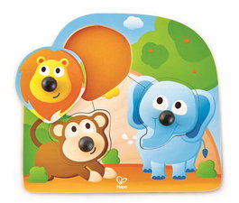Hape - Puzzle d'animaux de la jungle 22.5 x 20.8 x 3.5 cm - Jeu éducatif pour enfant à partir de 24 mois