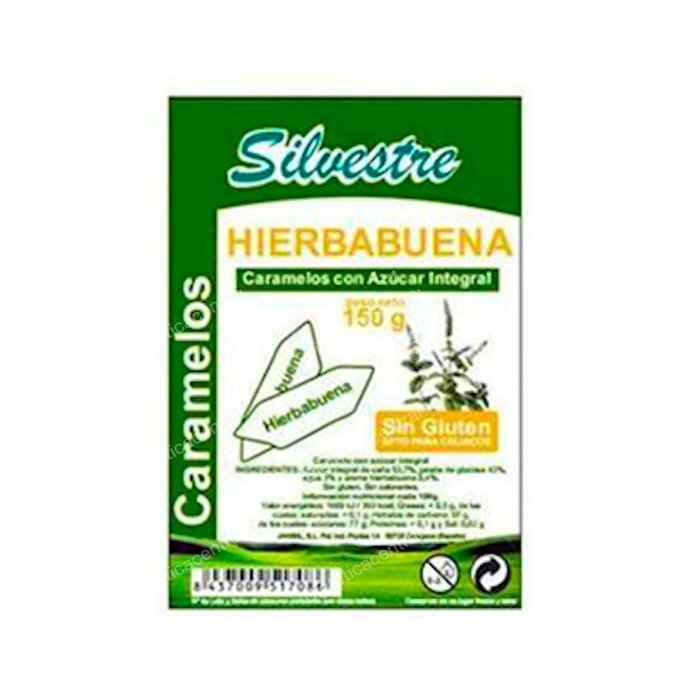 SILVESTRE Caramels à la menthe verte au sucre de canne 150 g SILVESTRE Caramels à la menthe verte au sucre de canne 150 g
