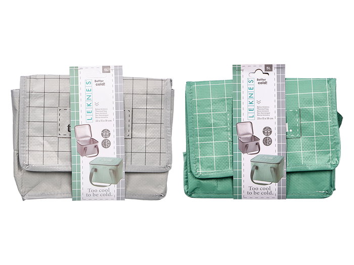 Leknes Sac Isotherme 5L Assorti Vert Gris 25x12x18 cm Plastique Aluminium (Set de 24)