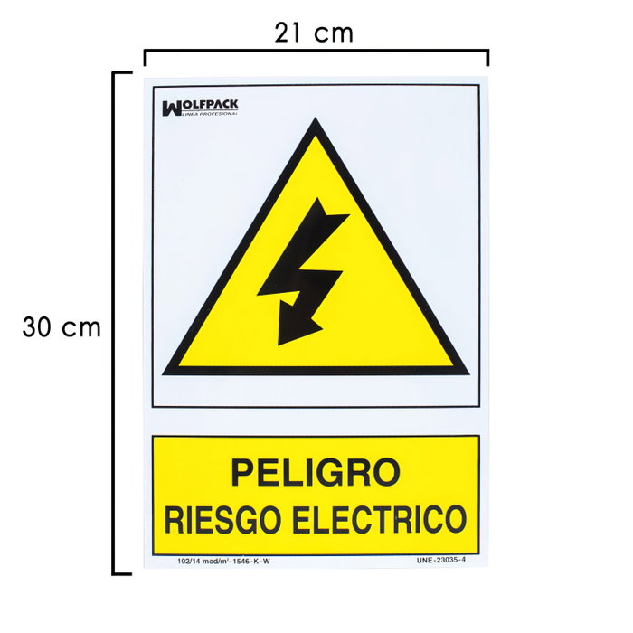 WOLFPACK LINEA PROFESIONAL Panneau danger électrique 30x21 cm WOLFPACK LINEA PROFESIONAL Panneau danger électrique 30x21 cm