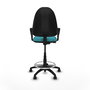 Tabouret Aýna taburete Contact permament de base Tissu Turquoise Structure polyamide noire Accoudoirs fixes Sans appui-tête Roulettes pour moquette