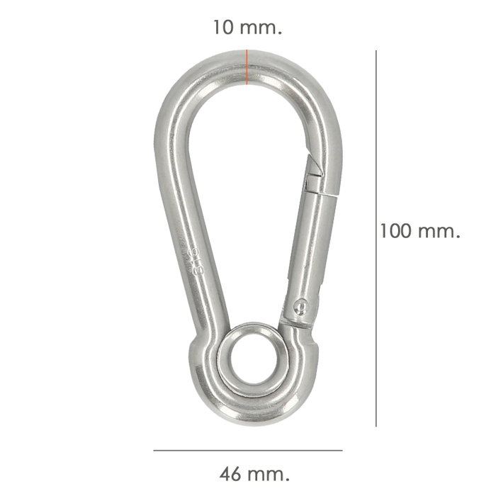 WOLFPACK LINEA PROFESIONAL Mousqueton pompier inoxydable à œil 100 mm