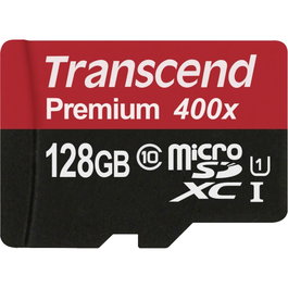Transcend microSDXC 128 GB Class 10 UHS-I avec adaptateur SD