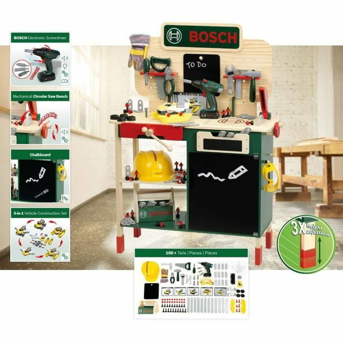 Klein Grand établi Bosch en bois FSC avec visseuse électronique et accessoires