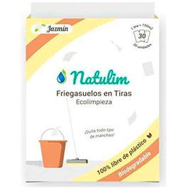 Natulim Friega Suelos - 30 Lingettes Imprégnées Jasmín pour Frotter Tous les Sols (Bois, Marbre) - Biodégradable, Séchage Rapide - Sécuritaire pour Animaux