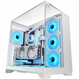 Mars Gaming MCVISION Boîtier PC ATX Semitorre Gaming Blanc Triple Vitre Trempée 270° USB-C 3.2