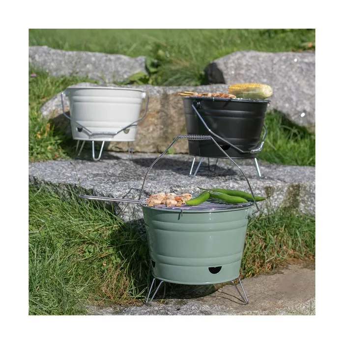 Livoo Barbecue Charbon DOC327V Portable 27 cm, Grille Acier Chromé, Pieds Pliables et Poignées, Hauteur 24 cm, Compact et Pratique