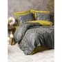 Ensemble de lit en satin 100% coton 210 fils - Housse de couette 220 x 240 cm + 2 taies d'oreiller 60 x 60 cm - Anthracite
