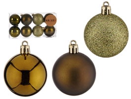 KRIST+ Set de 8 boules de Noël en PVC 5cm Vert Olive