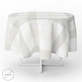 ORYX Nappe ronde en PVC à carreaux beige et gris Ø 140 cm
