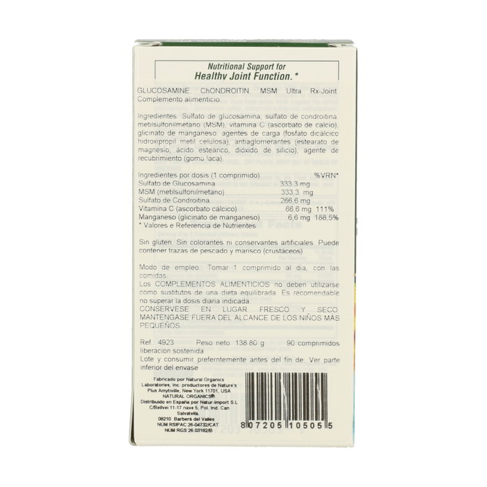 Natures Plus Glucosamine Chondroïtine MSM Ultra Rx-Joint 90 comprimés