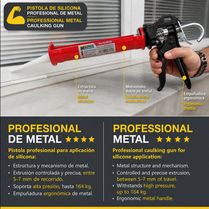 WOLFPACK LINEA PROFESIONAL Pistolet silicone professionnel rouge/noir