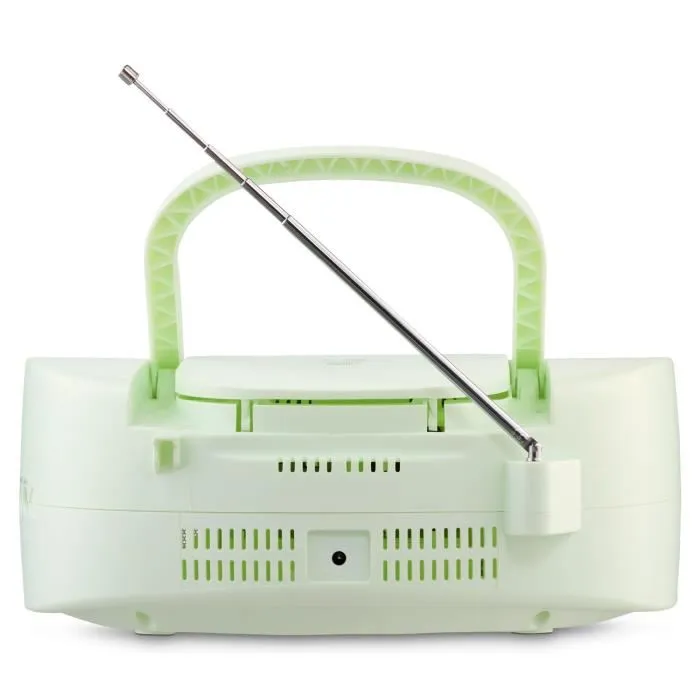 Medion Radio Lecteur CD Cassette PLL-FM avec Entrée AUX, 2x30W, 6 Modes Sonores, Antenne Télescopique, Fonction Piles, Vert
