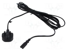 POS Câble d'alimentation H03VVH2-F 2x0,75mm2 BS 1363 (G) vers IEC C7 femelle 5m