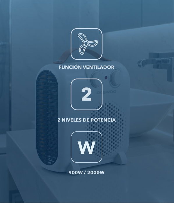 DAEWOO Calefacteur d'air vertical/horizontal 1800-2000W