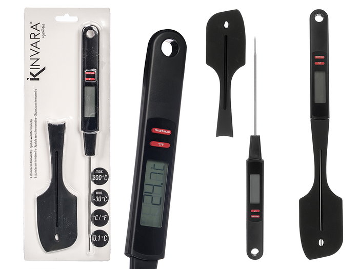 Kinvara Spatule Silicone avec Thermomètre Noir 32x9x2.5 cm (Set de 6) Kinvara Spatule Silicone avec Thermomètre Noir 32x9x2.5 cm (Set de 6)