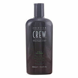 American Crew Crew 3 In 1 Tea Tree - Shampooing, après-shampooing et gel douche revitalisant aux extraits de fleurs et huile d'arbre à thé - Flacon 450 ml
