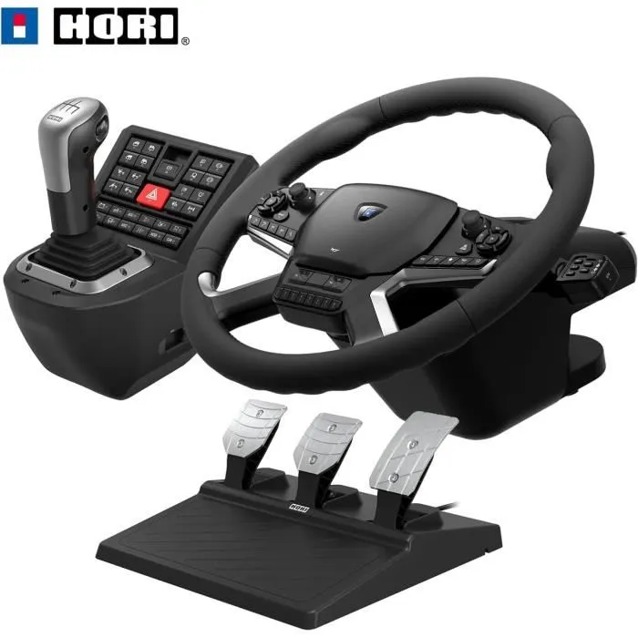 Hori - Volant Truck Control System avec boîte de vitesses et pédales pour PC, 40 cm, retour de force à 1800° - Inclut American Truck Simulator et Truck Simulator 2 Hori - Volant Truck Control System avec boîte de vitesses et pédales pour PC, 40 cm, retour de force à 1800° - Inclut American Truck Simulator et Truck Simulator 2