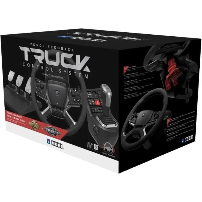 Hori - Volant Truck Control System avec boîte de vitesses et pédales pour PC, 40 cm, retour de force à 1800° - Inclut American Truck Simulator et Truck Simulator 2 Hori - Volant Truck Control System avec boîte de vitesses et pédales pour PC, 40 cm, retour de force à 1800° - Inclut American Truck Simulator et Truck Simulator 2