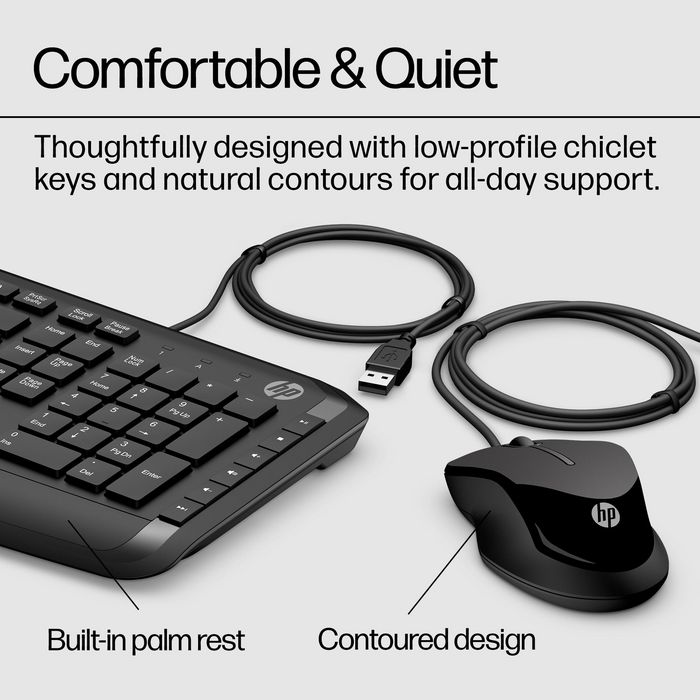 HP Pavillion Keyboard and Mouse 200 - Combo Clavier et Souris USB avec 12 Raccourcis Multimédia, DPI 1600