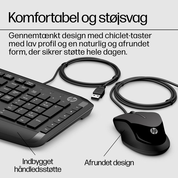 HP Pavillion Keyboard and Mouse 200 - Combo Clavier et Souris USB avec 12 Raccourcis Multimédia, DPI 1600