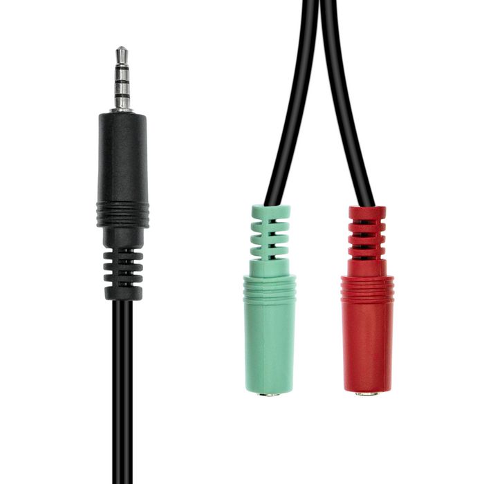 ProXtend Câble Jack 4-Pin vers 2x 3-Pin Mâle-Femelle Noir 30 cm - Adaptateur Audio