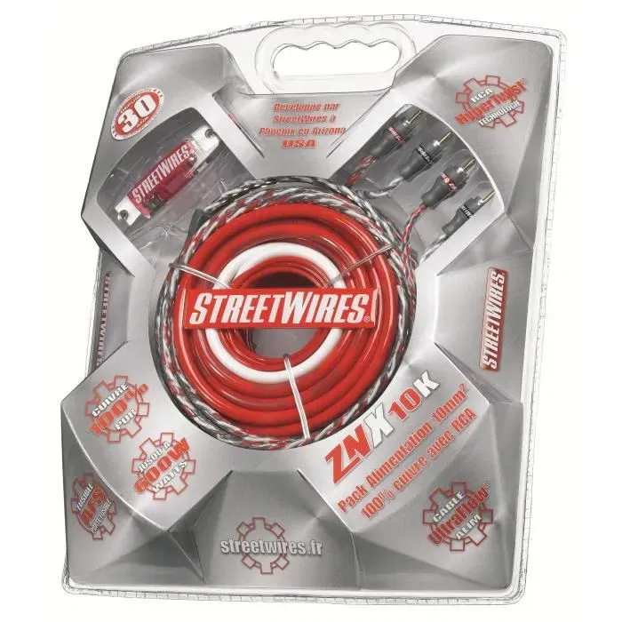 Mtx Audio ZNX10K - Pack d'alimentation pour système audio (400W RMS) - Câble d'alimentation 10 mm² 5 m, câble de masse 0,7 m, câble RCA, porte fusible étanche