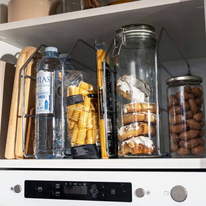 Emuca Ensemble de 4 séparateurs pour armoires et étagères., Chromé, Acier.