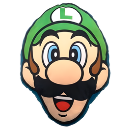 NINTENDO Coussin 3D Luigi Super Mario Bros - Taille 40x40 cm - 100% Microfibre