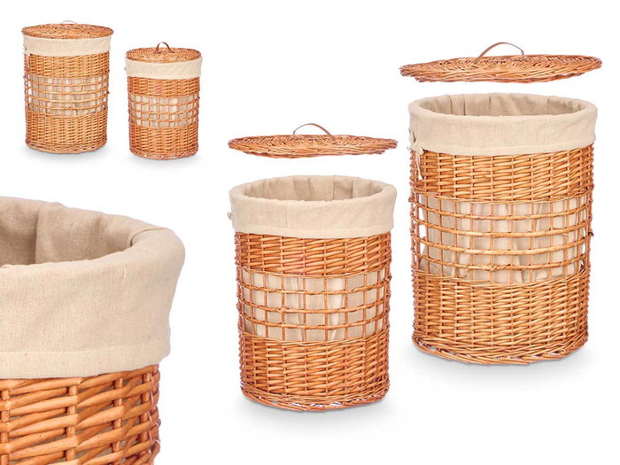 Kipit Set de 2 Armoires en Osier Naturel 45x57x45 cm Kipit Set de 2 Armoires en Osier Naturel 45x57x45 cm