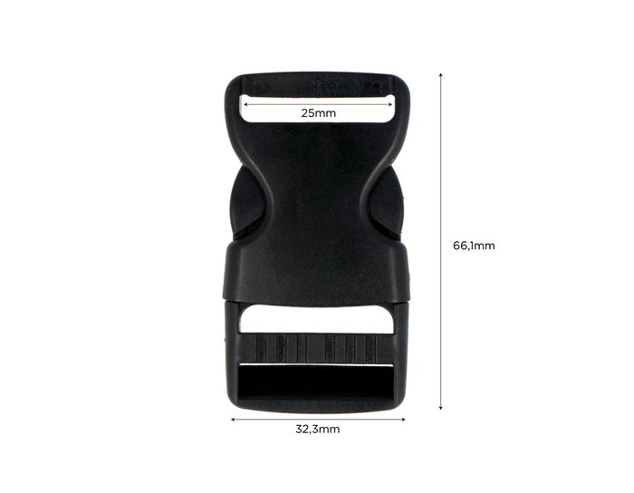 Innspiro Lot de 5 fermetures doubles en plastique noir 25 mm
