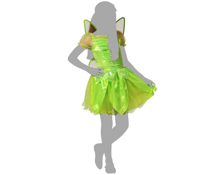 Déguisement de Fée Marraine Brillant Vert pour Enfant Fille 5-6 Ans, Robe Courte et Ailes